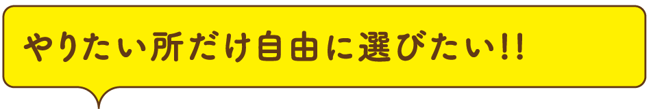 やりたい所だけ自由に選びたい!!